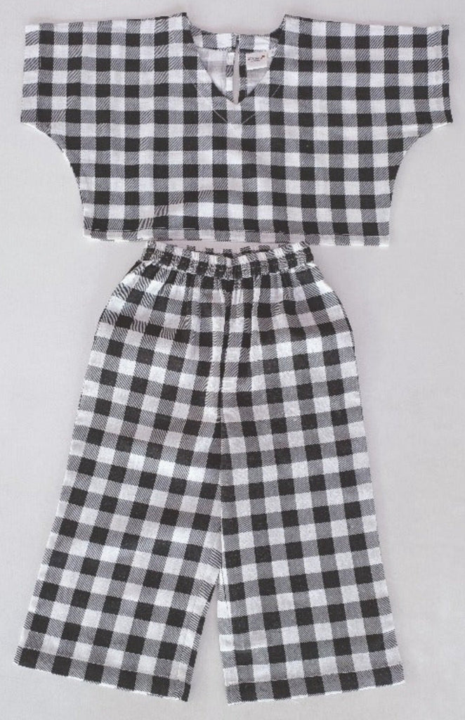 Black Checkered Print Top & Pant Set Yo Baby Wholesale