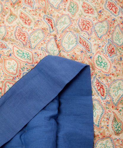 Cobalt Blue-Trim Paisley Quilted Blanket