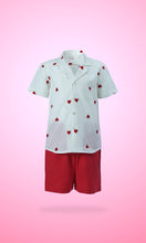 Boys Heart-Embroidered Cotton Bowling Shirt & Shorts Set