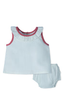 White Ruffled-Neck Top & Bow Diaper Cover