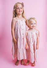 Baby Pink Lurex Solid Color Tiered Dress and Bloomers