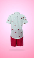 Boys Heart-Embroidered Cotton Bowling Shirt & Shorts Set