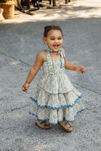 Genelia Layered Dress : WHITE WITH BLUE FLORAL PRINT: : Infant : Toddler : Tween : Women