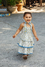 Genelia Layered Dress : WHITE WITH BLUE FLORAL PRINT: : Infant : Toddler : Tween : Women