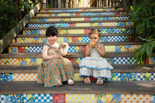 Genelia Layered Dress : WHITE WITH BLUE FLORAL PRINT: : Infant : Toddler : Tween : Women