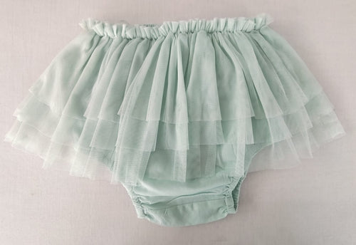 Elegant Mint Green Cotton and Nylon Ruffled Diaper Cover Bloomer