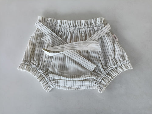 Grey Dot Striped Shorts-Style Diaper Cover With Belt