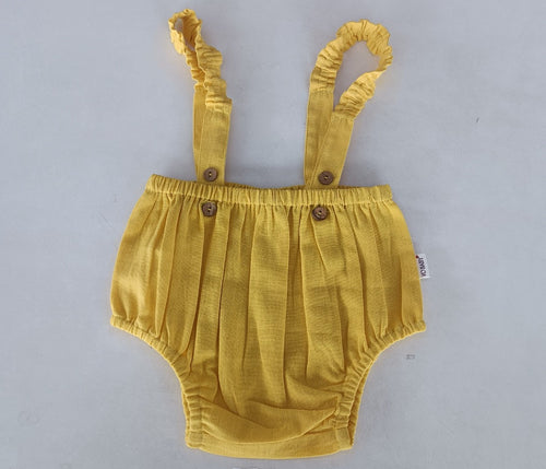 Yellow Color Suspender Shorts-Style Diaper Cover
