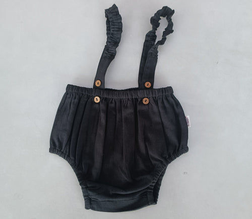 Black Color Suspender Shorts-Style Diaper Cover
