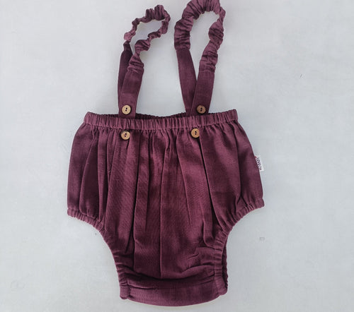 Burgundy Color Suspender Shorts-Style Diaper Cover
