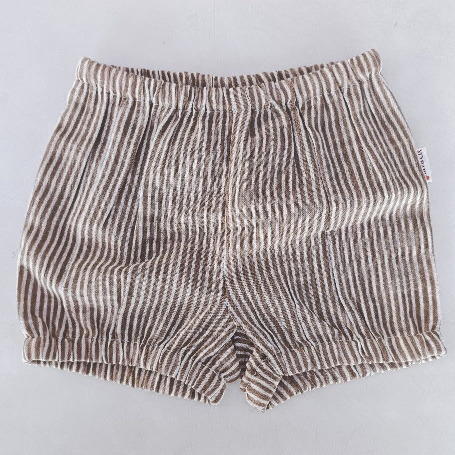 Brown Stripes Print Cotton-Linen Boys Diaper Cover