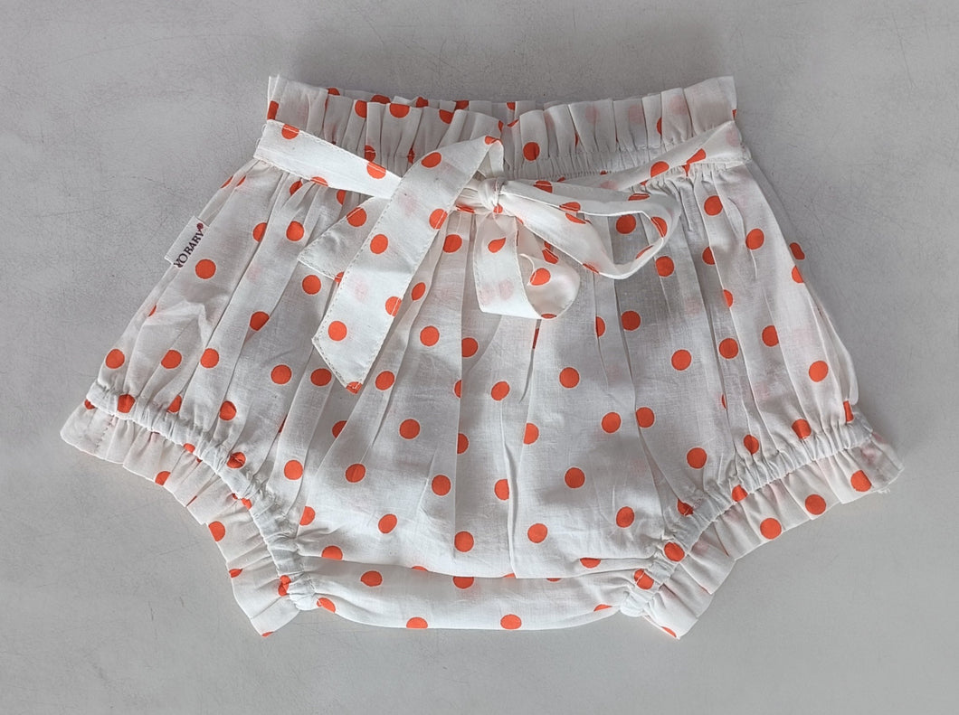 Orange Polka-Dot Print Shorts-Style Diaper Cover