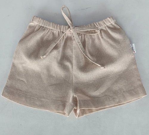 Beige Color Chambray Shorts