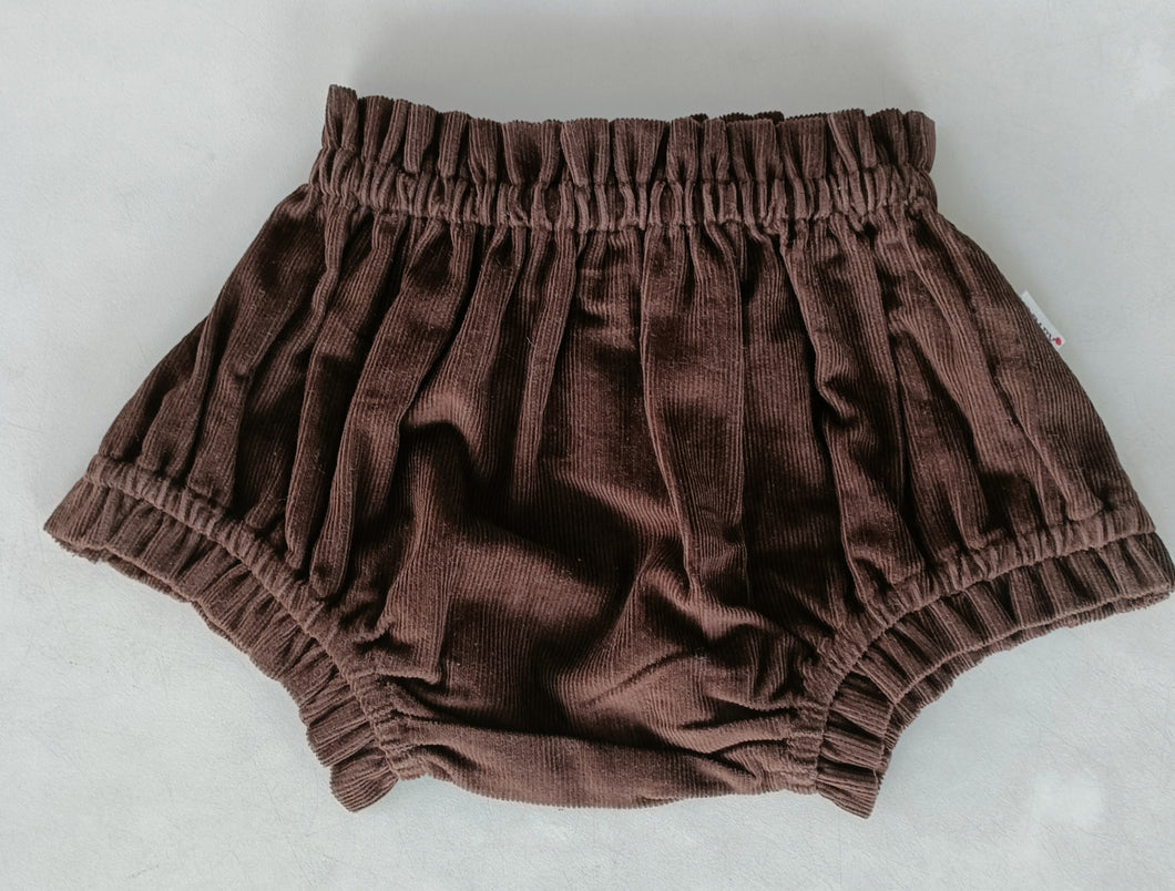 Brown Shorts-Style Corduroy Diaper Cover