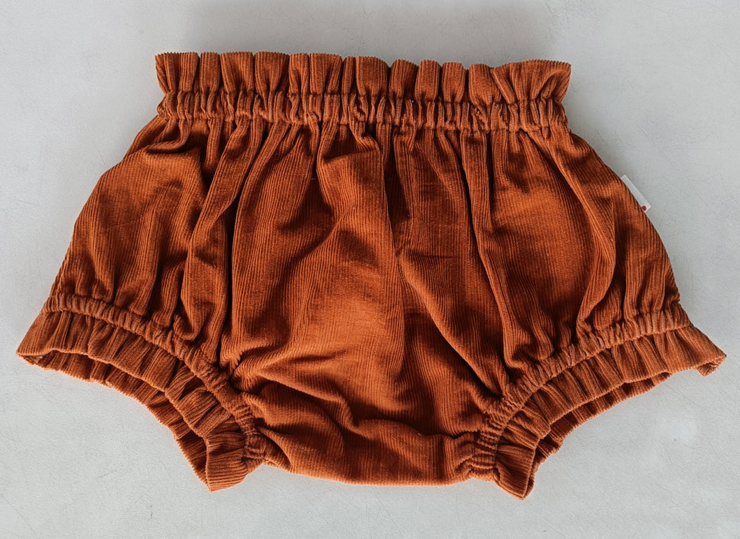 Rust Shorts-Style Corduroy Diaper Cover