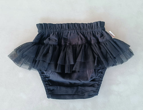 Black Solid Color Tulle Ruffles Diaper Cover