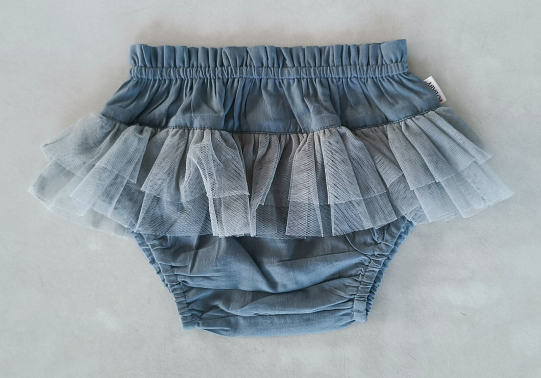 Grey Solid Color Tulle Ruffles Diaper Cover