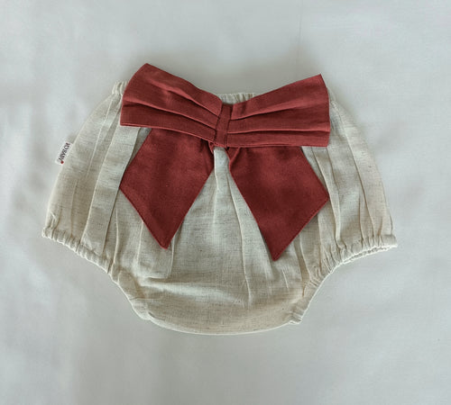 Ivory Diaper Cover With Wine Bows