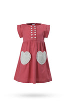 Coral Heart Gathered Dress