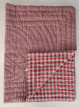 Reversible Quilted Blanket - Red checks & Stripes