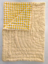 Reversible Quilted Blanket - Yellow checks & Stripes