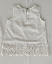 Kids Sleeveless White Schiffli Top & Schiffli Border Shorts