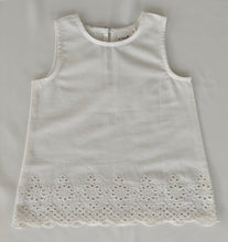 Kids Sleeveless White Schiffli Top & Schiffli Border Shorts