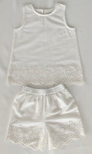 Kids Sleeveless White Schiffli Top & Schiffli Border Shorts