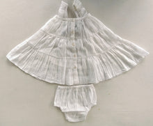 White Textured Checks Multi-Tiered Ruffle Dress