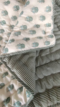 Reversible Quilted Blanket - Sage booti Printed & Stripes