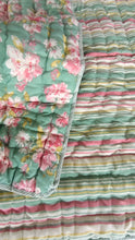 Reversible Quilted Blanket- Printed Green & Stripe