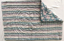 Reversible Quilted Blanket- Printed Gray & Stripe