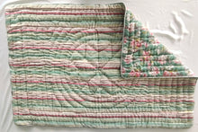 Reversible Quilted Blanket- Printed Green & Stripe