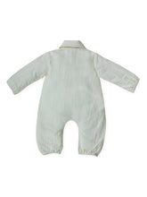 Off-White Corduroy Solid Color Long Sleeve Baby Jumpsuit