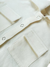 Off-White Corduroy Solid Color Long Sleeve Baby Jumpsuit
