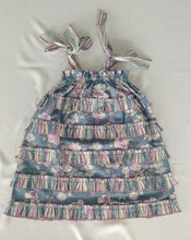 Baby Girls Grey Stripe & Floral Print Layered Singlet Dress