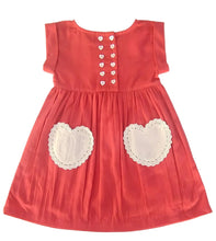 Coral Heart Gathered Dress