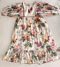 Beige Floral Dress with Lace Finish for Infants, Kids, and Women.