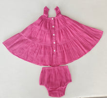 Pink Textured Checks Multi-Tiered Ruffle Dress