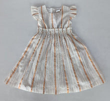 Off-White Gold Color Lurex Sleeve Ruffle Gathered Dress