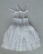 White Tulle Solid Color Ruffle Dress
