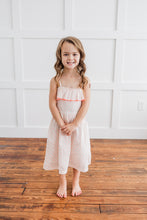 Neon Pink Cotton Dobby Yoke Ruffle Gathered Dress