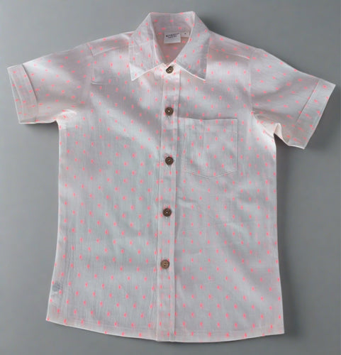 Neon Pink Cotton Dobby Boys Shirt