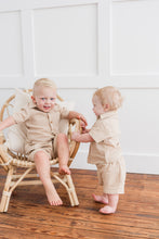 Beige Chambray Boys Shirt & Shorts set