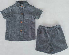 Black Chambray Boys Shirt & Shorts set