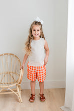 Off-White Top & Orange Checkered Shorts set