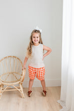 Off-White Top & Orange Checkered Shorts set