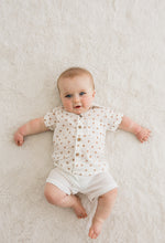 Brown Polka Dot Print Boys Shirt & White Shorts set