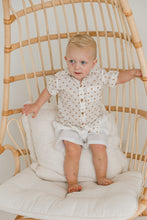 Brown Polka Dot Print Boys Shirt & White Shorts set