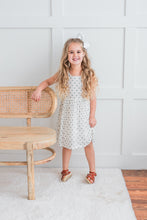 Blue Polka Dot Print Gathered Dress